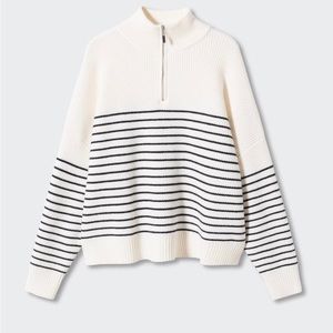 Mango striped zipper sweater, XS